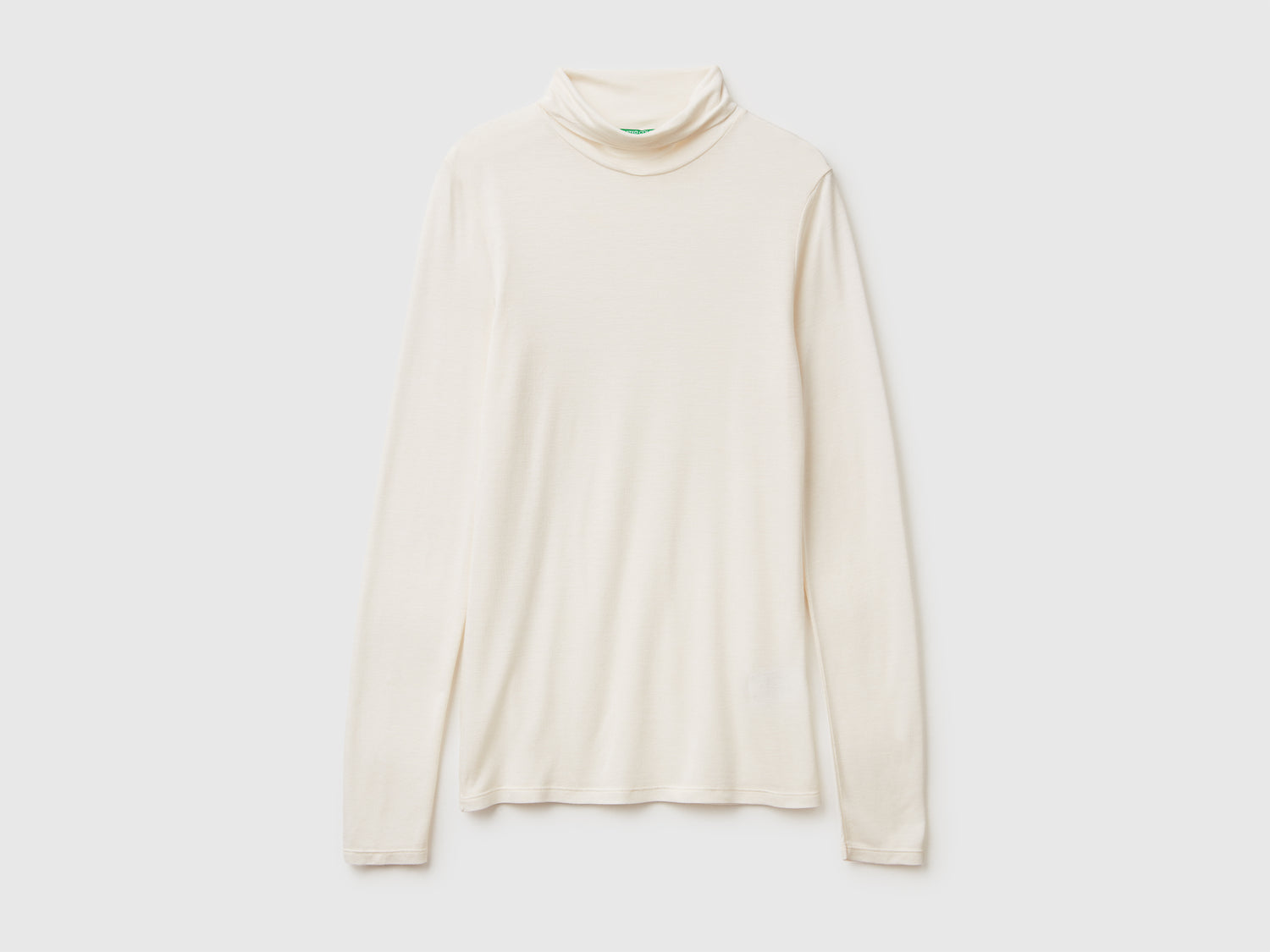 T-shirt lupetto in misto viscosa e cashmere da donna bianco panna | Benetton Outlet