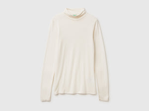 T-shirt lupetto in misto viscosa e cashmere