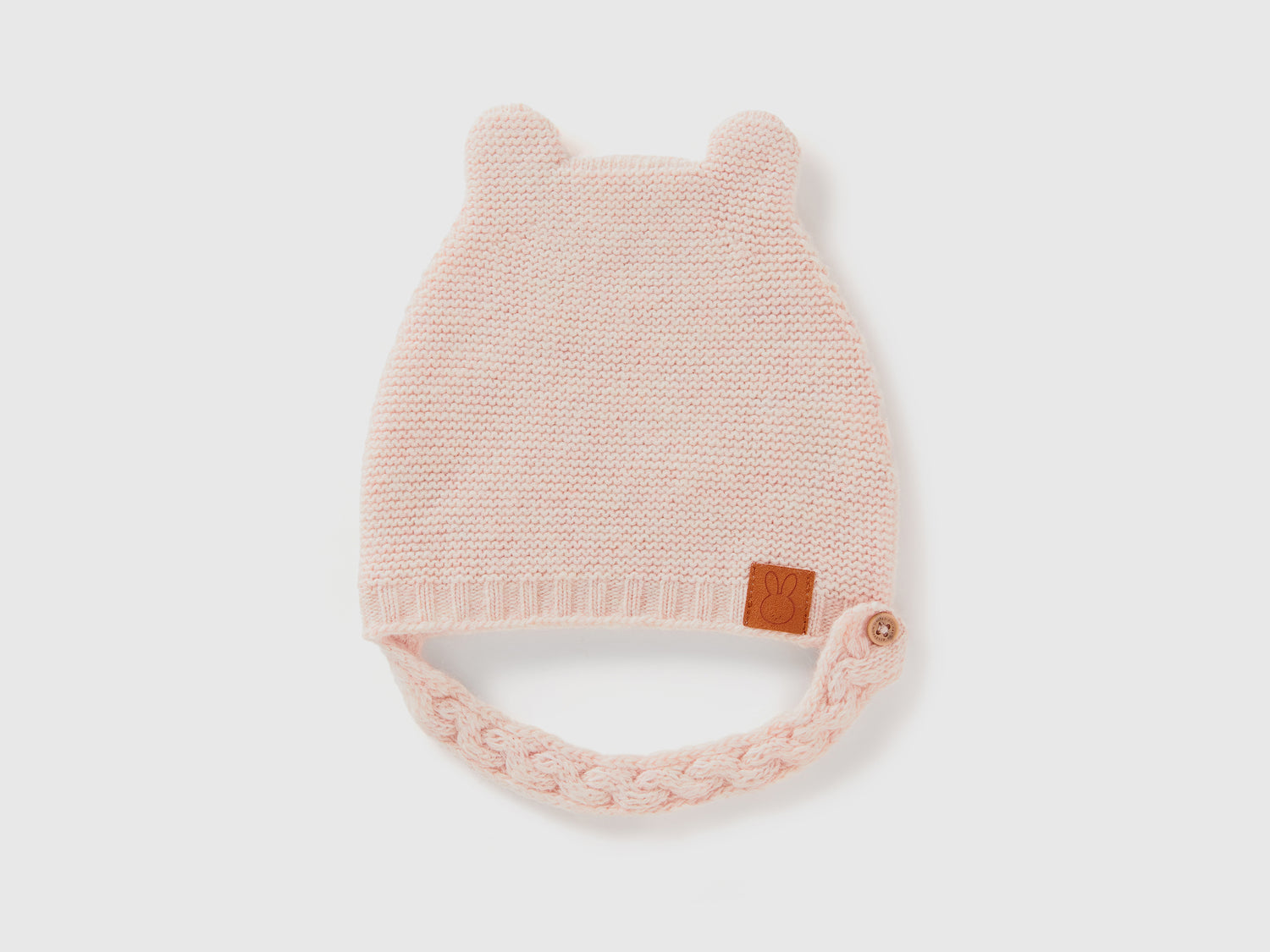 Cappellino con orecchie in misto lana riciclata da neonato rosa tenue | Benetton Outlet