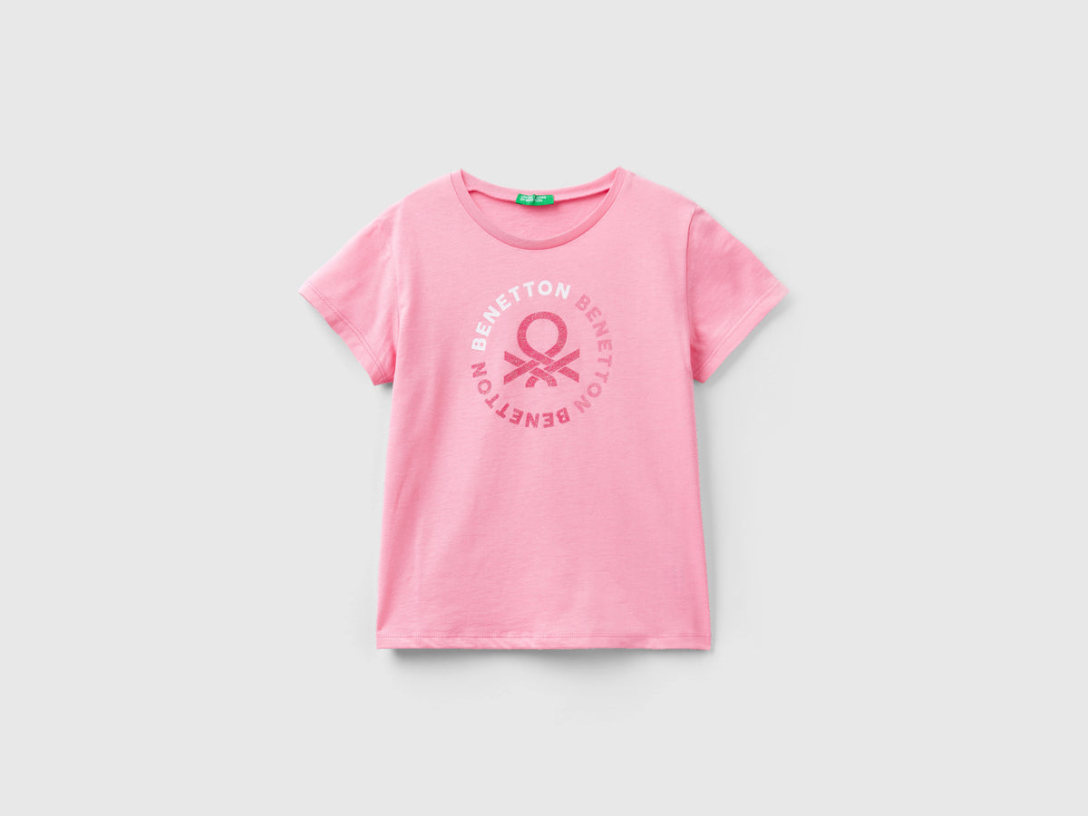 T-shirt con logo glitter in cotone bio