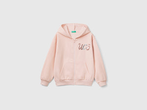 Felpa con zip e paillettes
