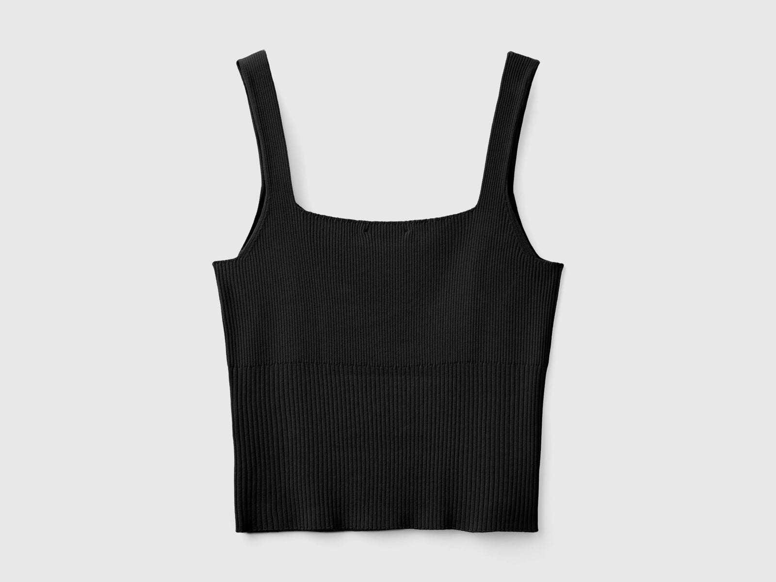 Knitted tank top with square neckline da donna nero 2 | Benetton Outlet