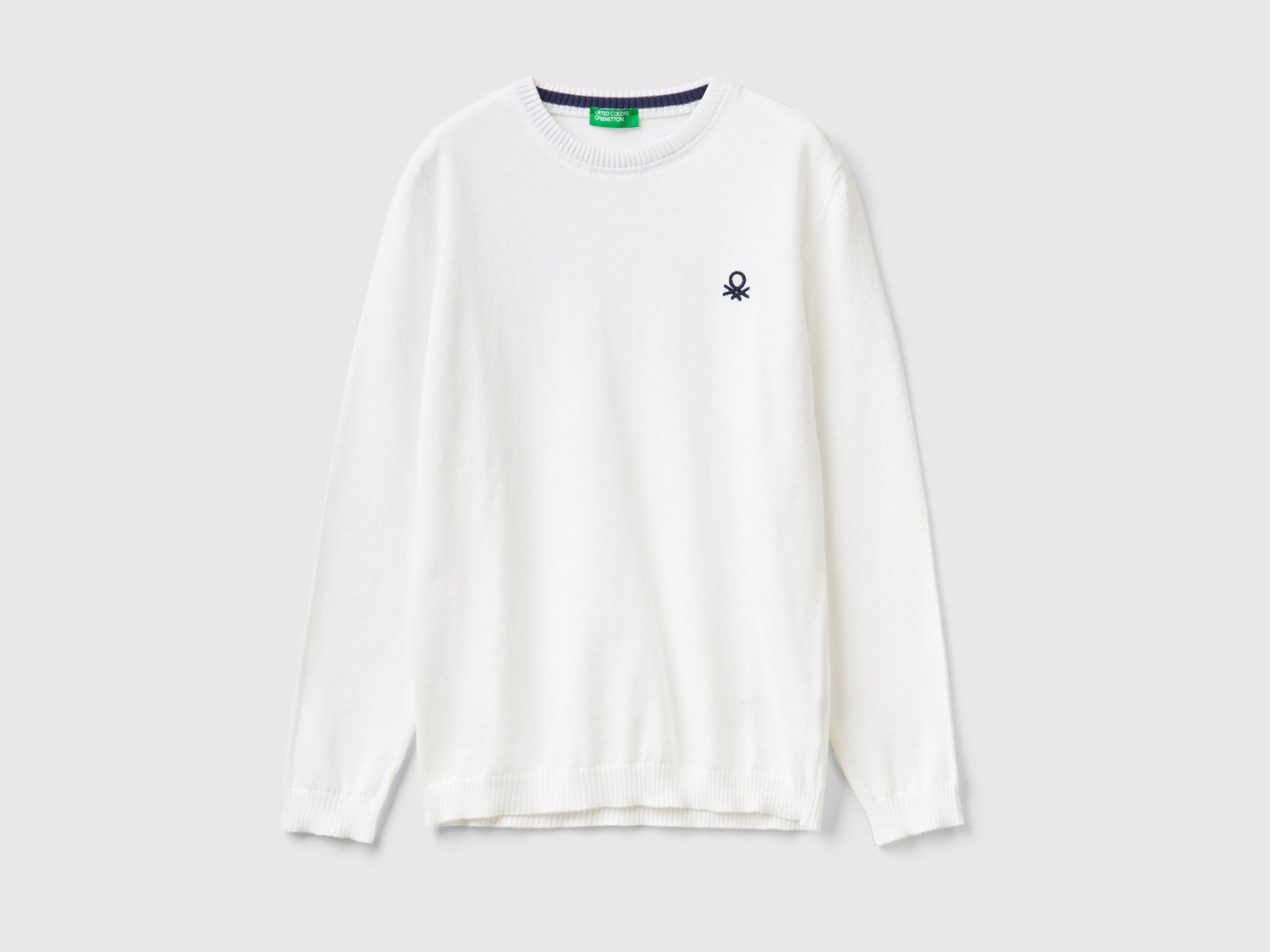 Maglia in puro cotone con logo da bambino bianco | Benetton Outlet