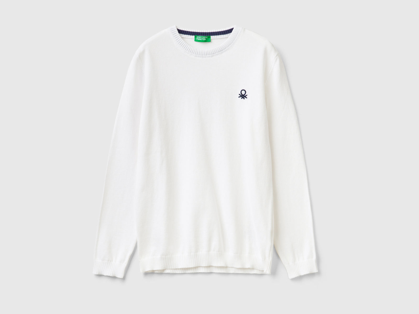 Maglia in puro cotone con logo da bambino bianco | Benetton Outlet