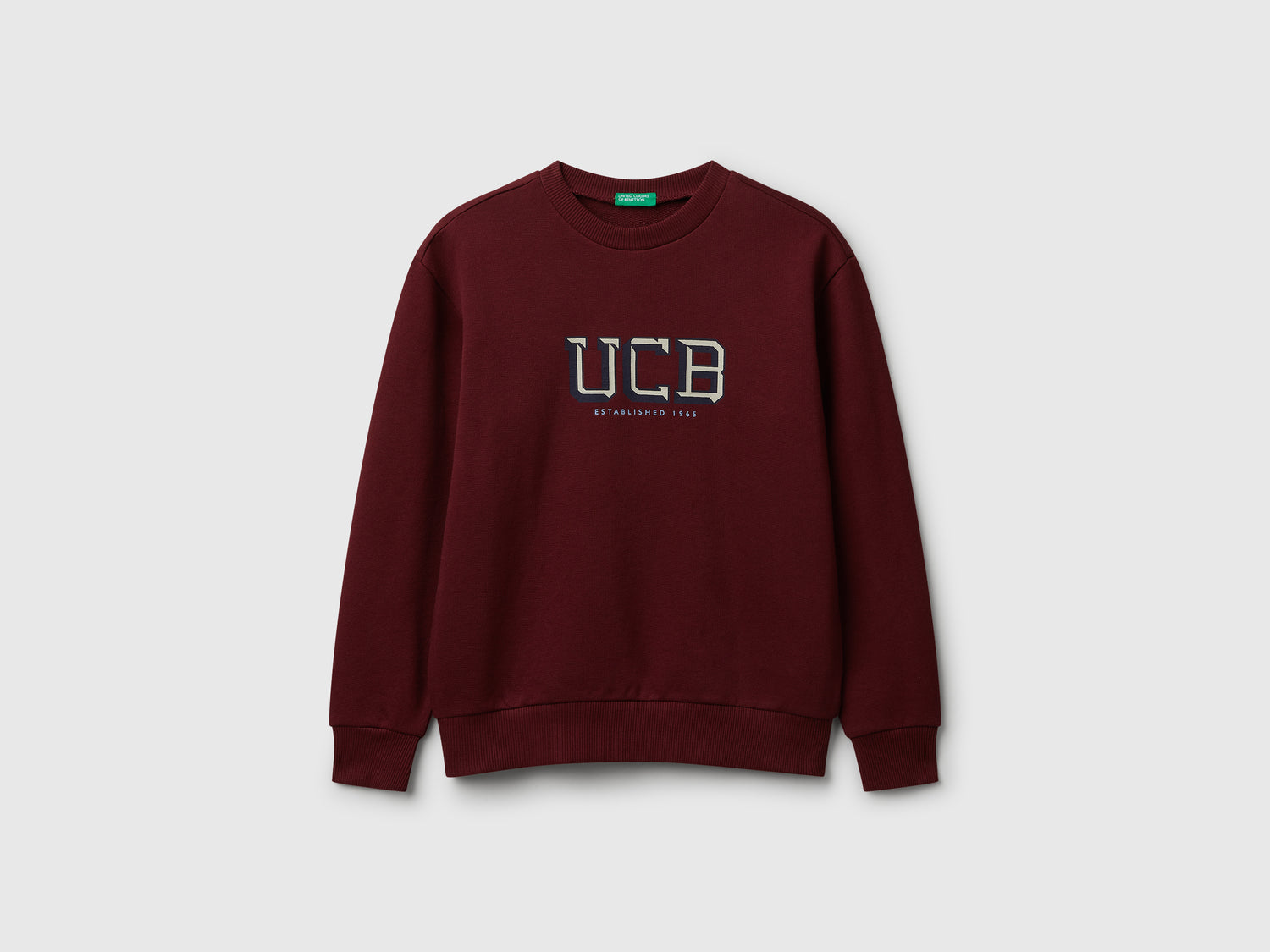 Felpa con logo in cotone da bambino bordeaux | Benetton Outlet
