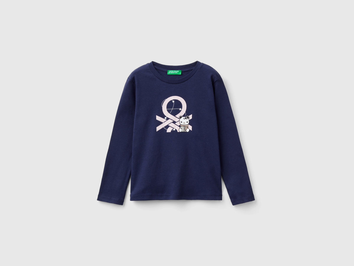 T-shirt con stampa glitter in cotone bio
