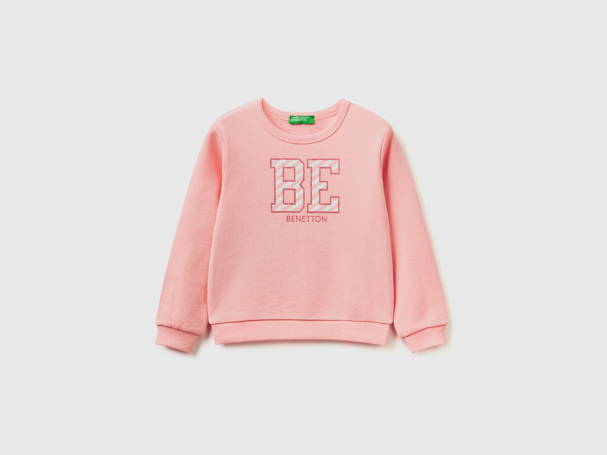 Felpa in cotone bio con stampa glitter