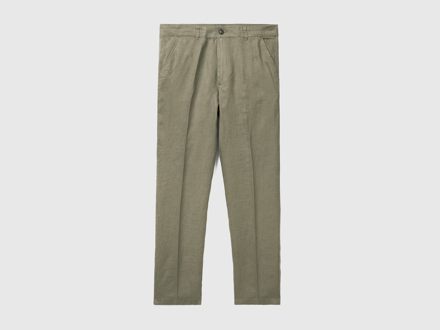 Chino in puro lino da uomo verde militare | Benetton Outlet