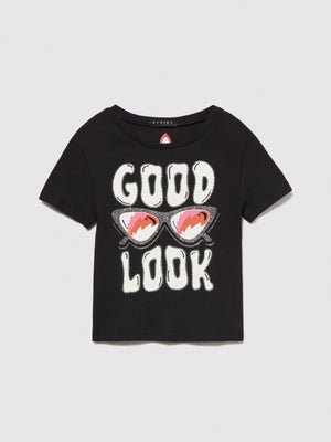 T-shirt con stampa e cut-out