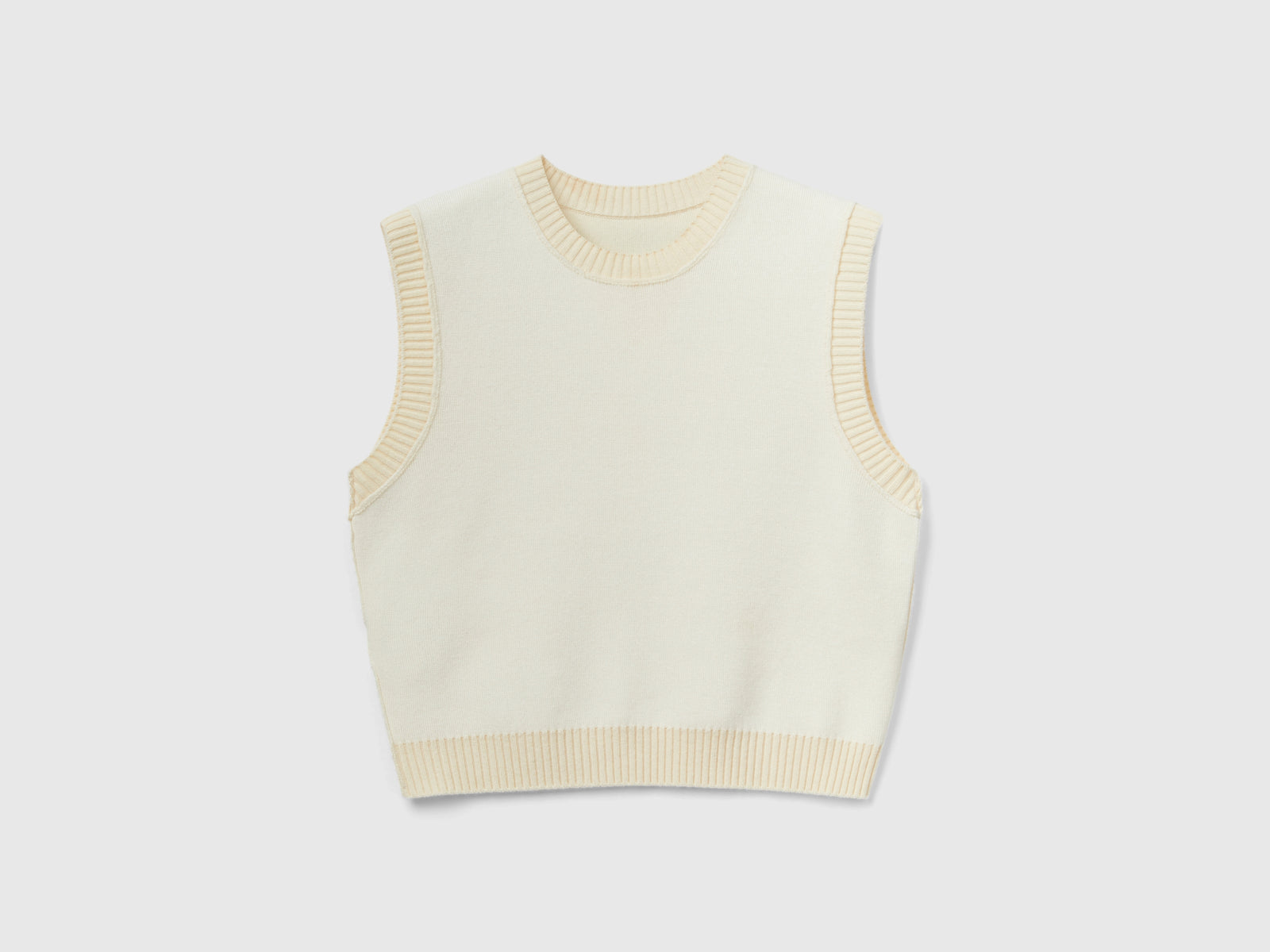 Gilet cropped in misto cashmere da donna beige 4 | Benetton Outlet