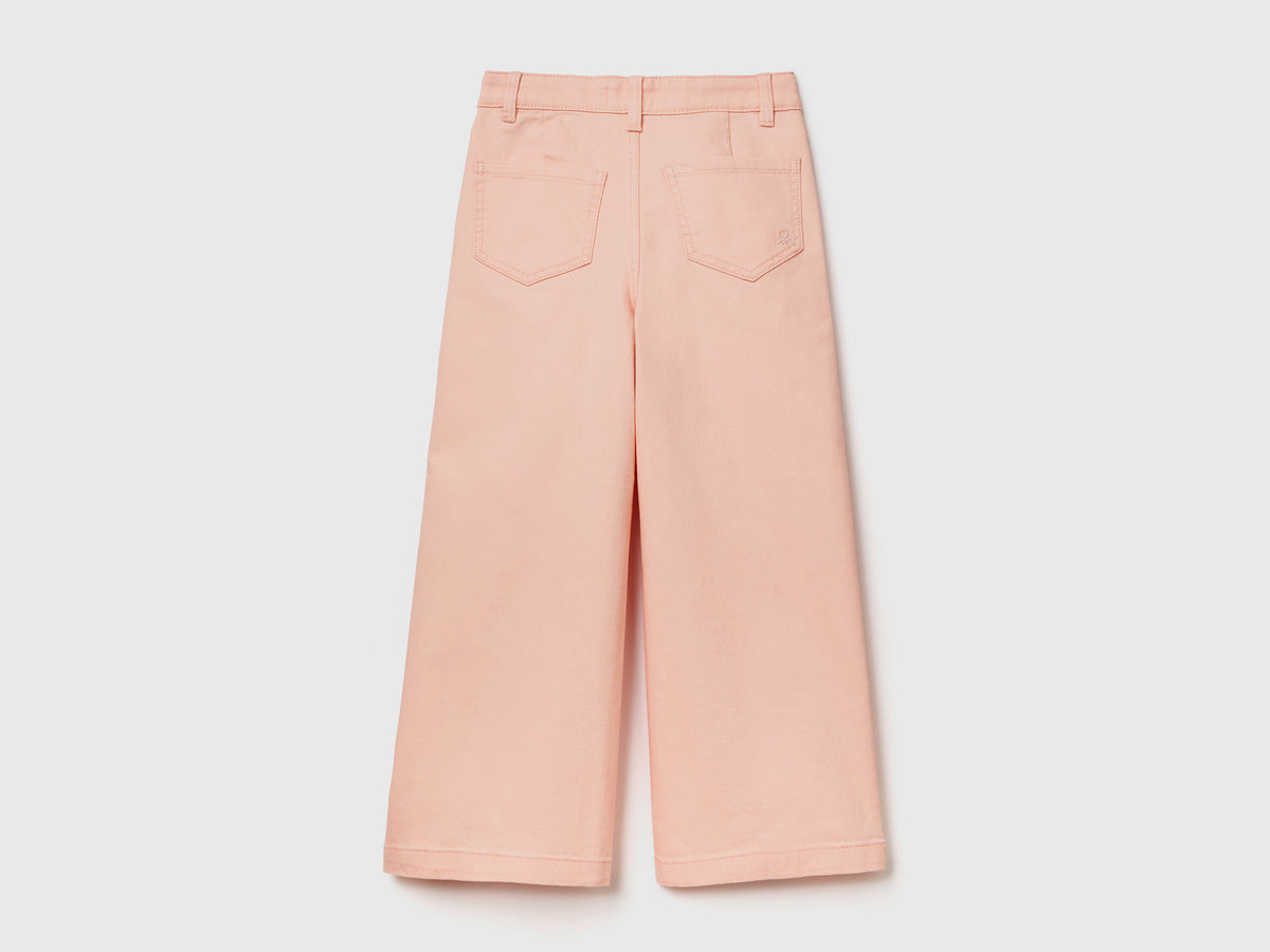 Pantaloni lunghi a vita alta in cotone elasticizzato