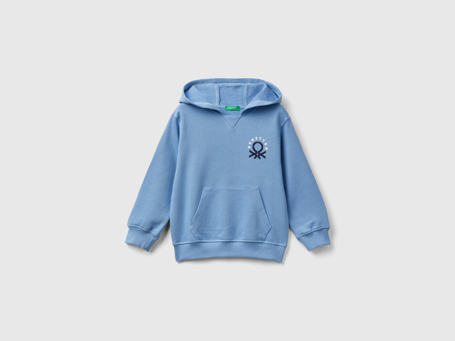 Felpa con cappuccio 100% cotone da bimbo azzurro | Benetton Outlet