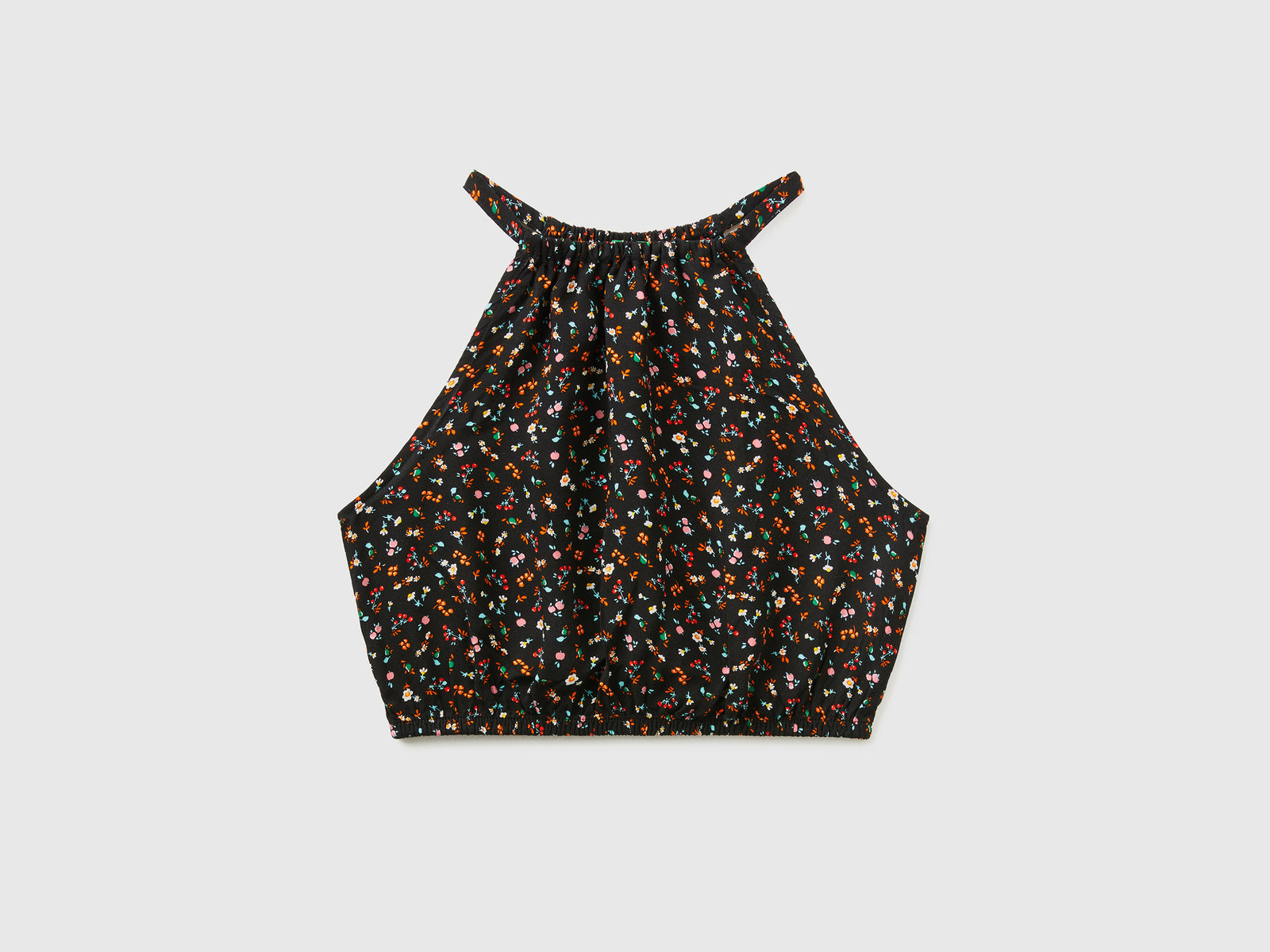 Blusa smanicata in pura viscosa da bambina nero | Benetton Outlet