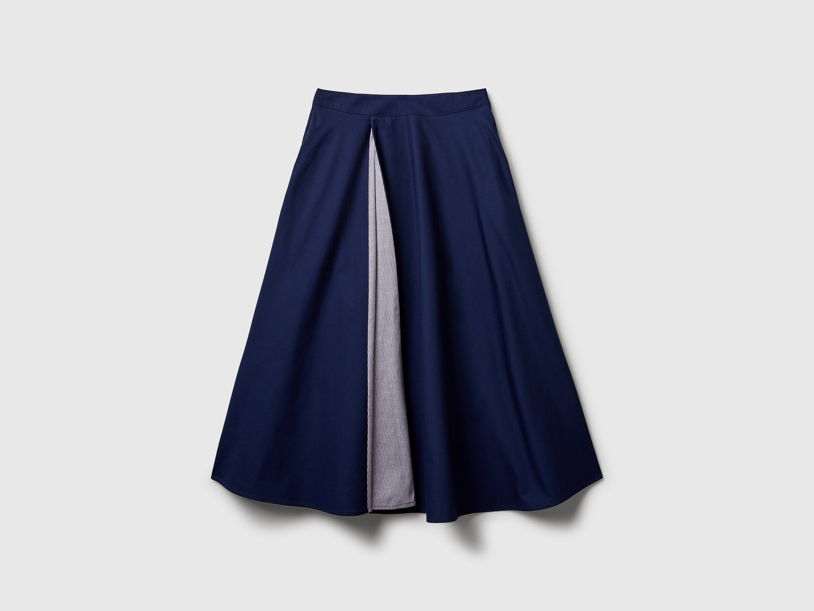 Gonna midi con inserto a righe da donna blu scuro | Benetton Outlet