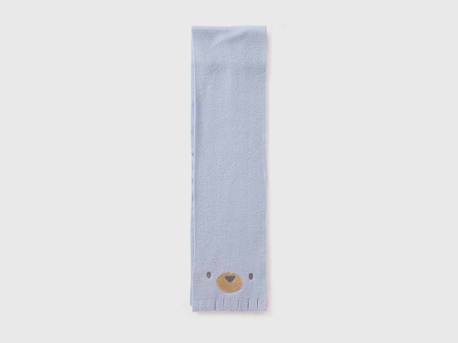 Sciarpa in pile con ricamo animaletto da neonato celeste 2 | Benetton Outlet