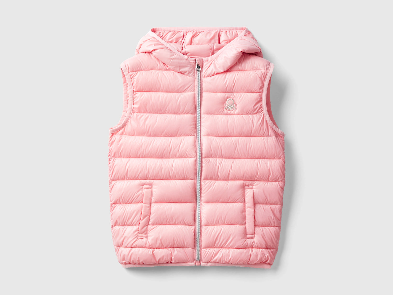Gilet imbottito con cappuccio da bambina rosa | Benetton Outlet