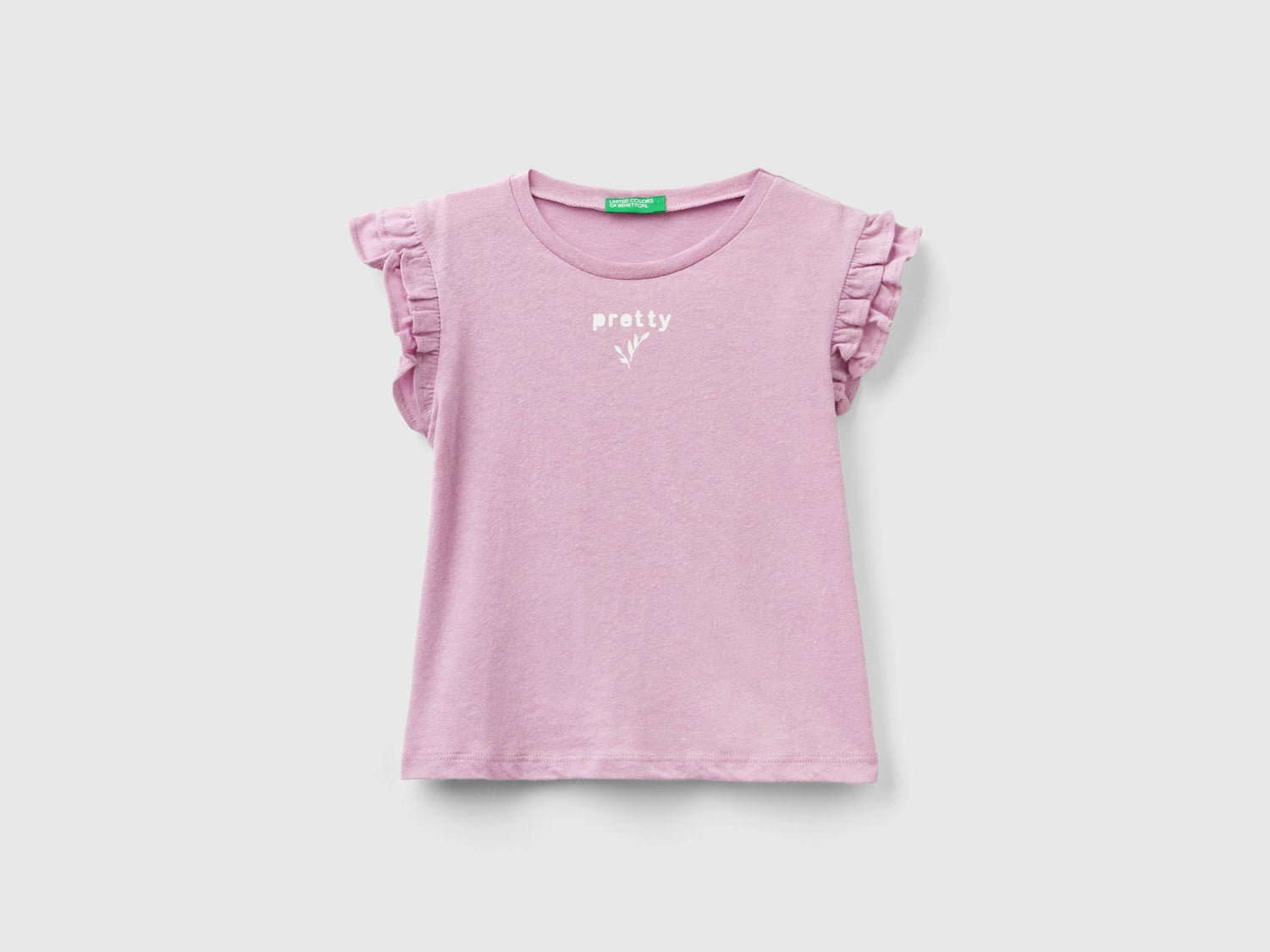 T-shirt con rouches e stampa da bimba lilla | Benetton Outlet