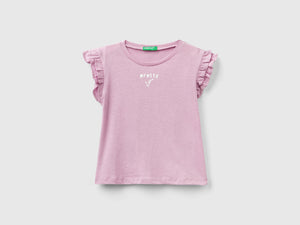 T-shirt con rouches e stampa