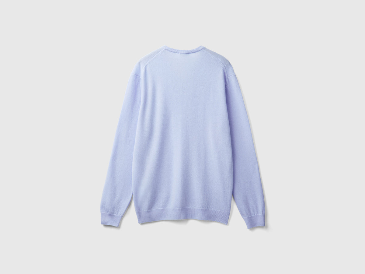Maglia scollo a V carta da zucchero in pura lana Merino