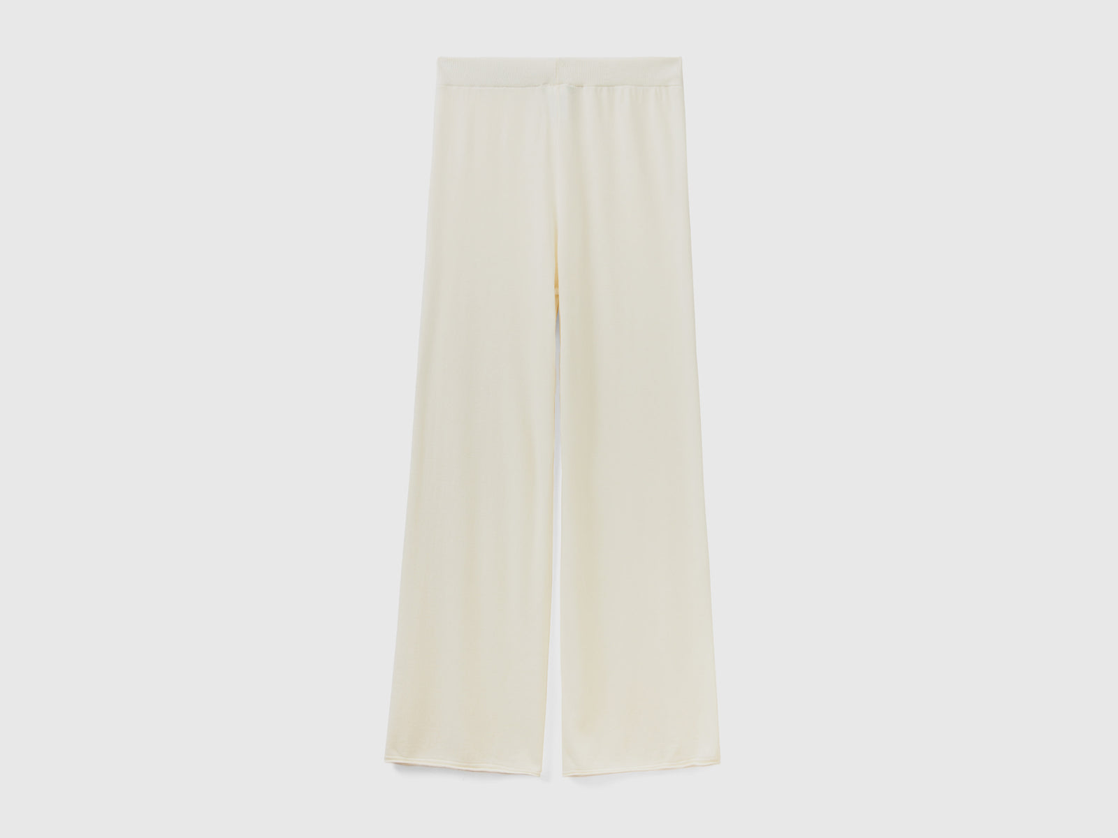 Pantaloni ampi in misto lana e cashmere da donna bianco panna 2 | Benetton Outlet
