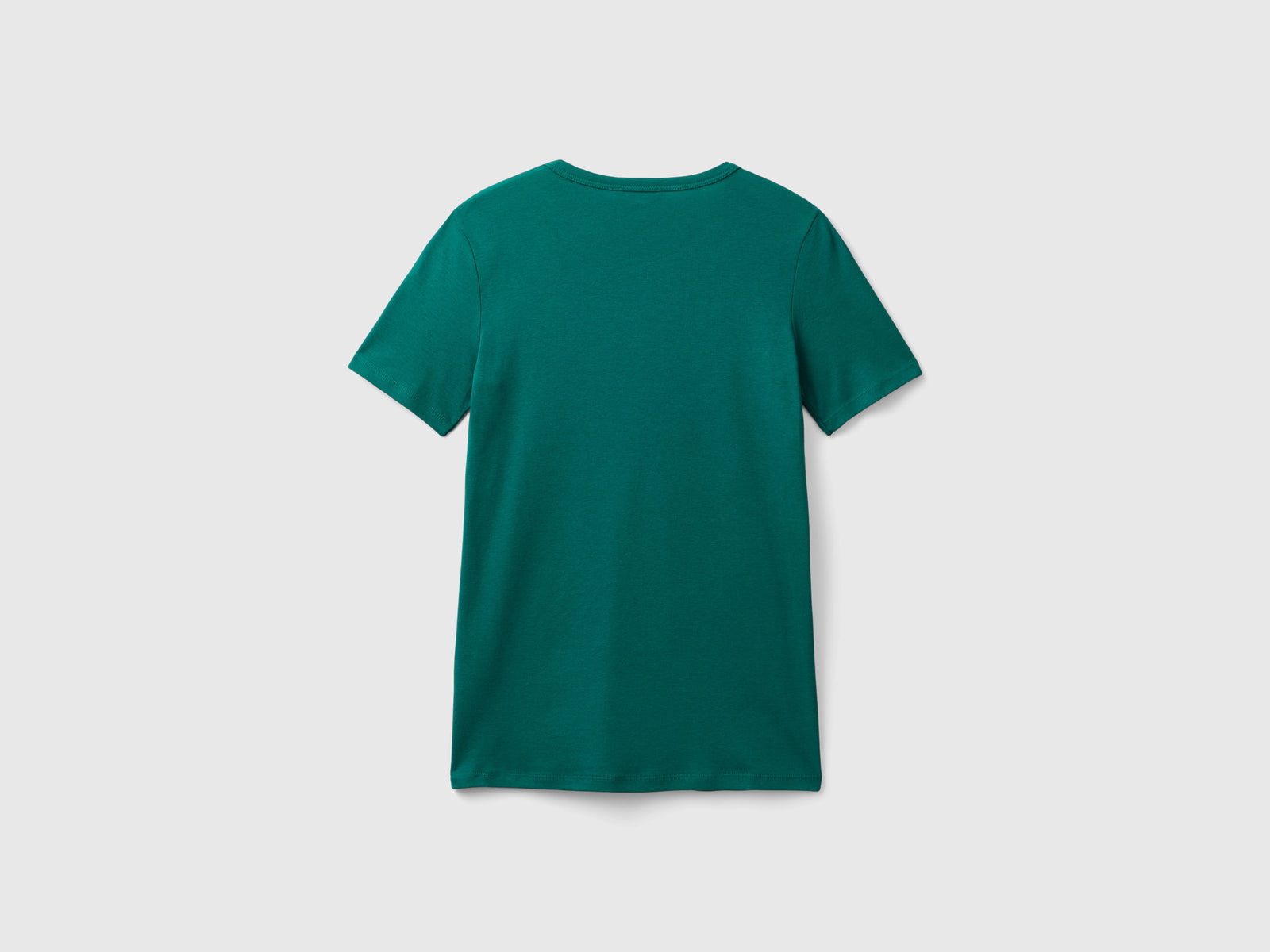 T-shirt in cotone a fibra lunga da donna verde scuro 2 | Benetton Outlet