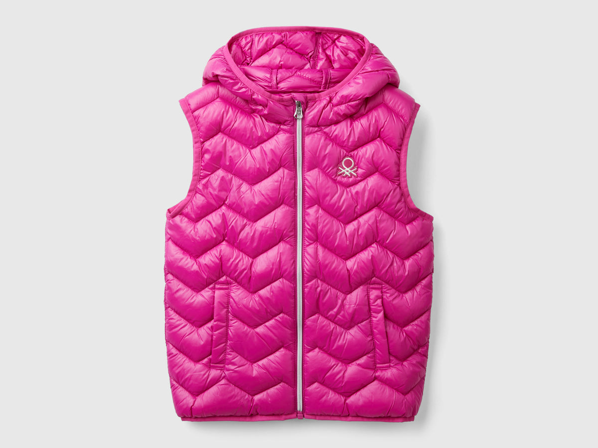 Gilet imbottito in ovatta 3D con cappuccio