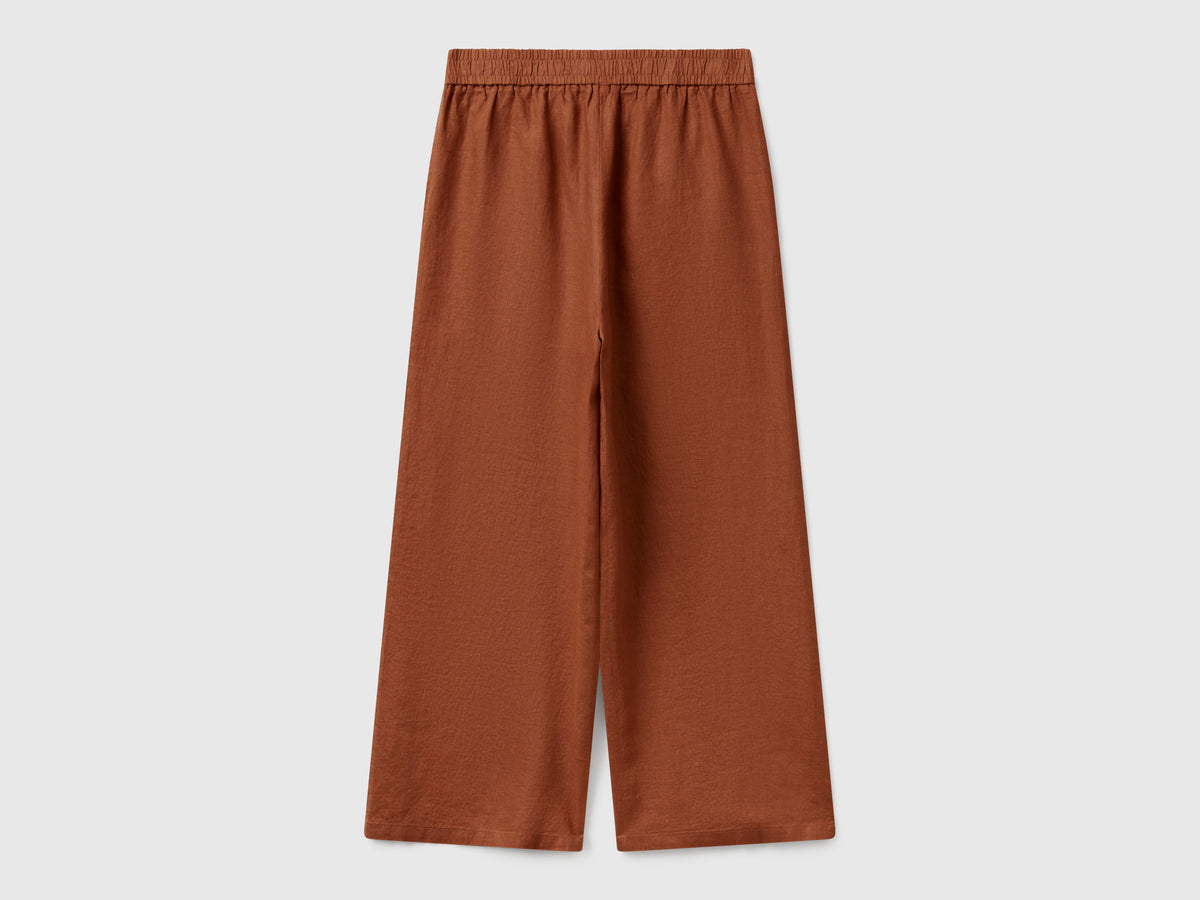 Pantaloni ampi in puro lino