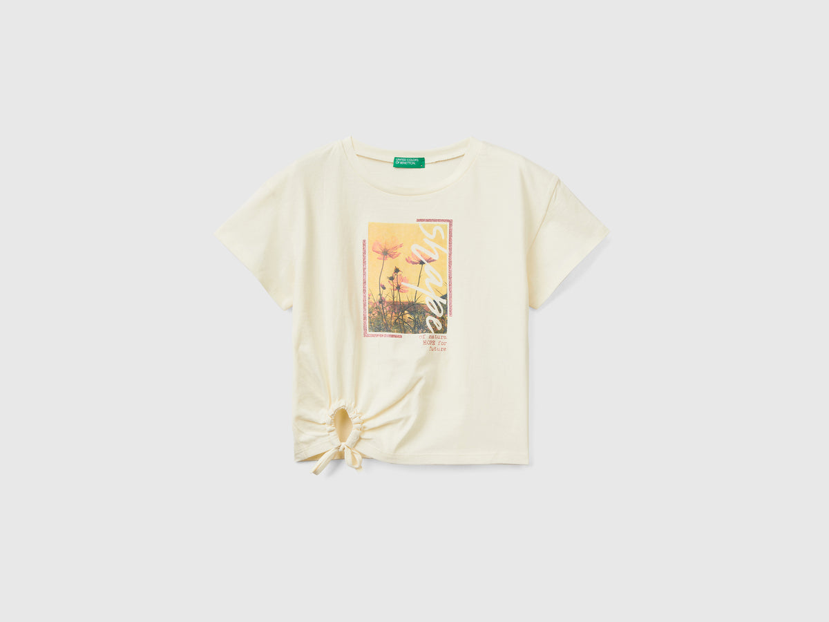 T-shirt cropped a manica corta in puro cotone