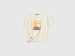 T-shirt cropped a manica corta in puro cotone