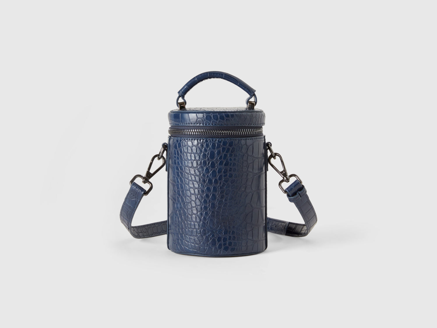 Mini borsa a cilindro stampa cocco da donna blu scuro | Benetton Outlet