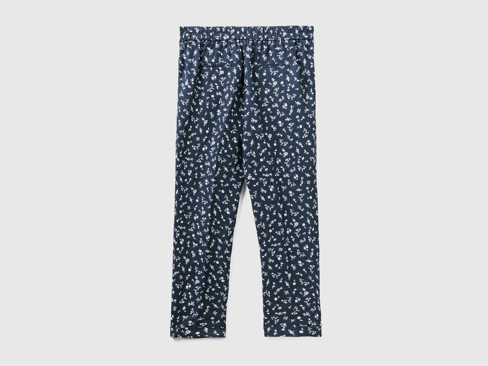 Pantaloni lunghi con stampa fantasia da donna blu scuro 2 | Benetton Outlet