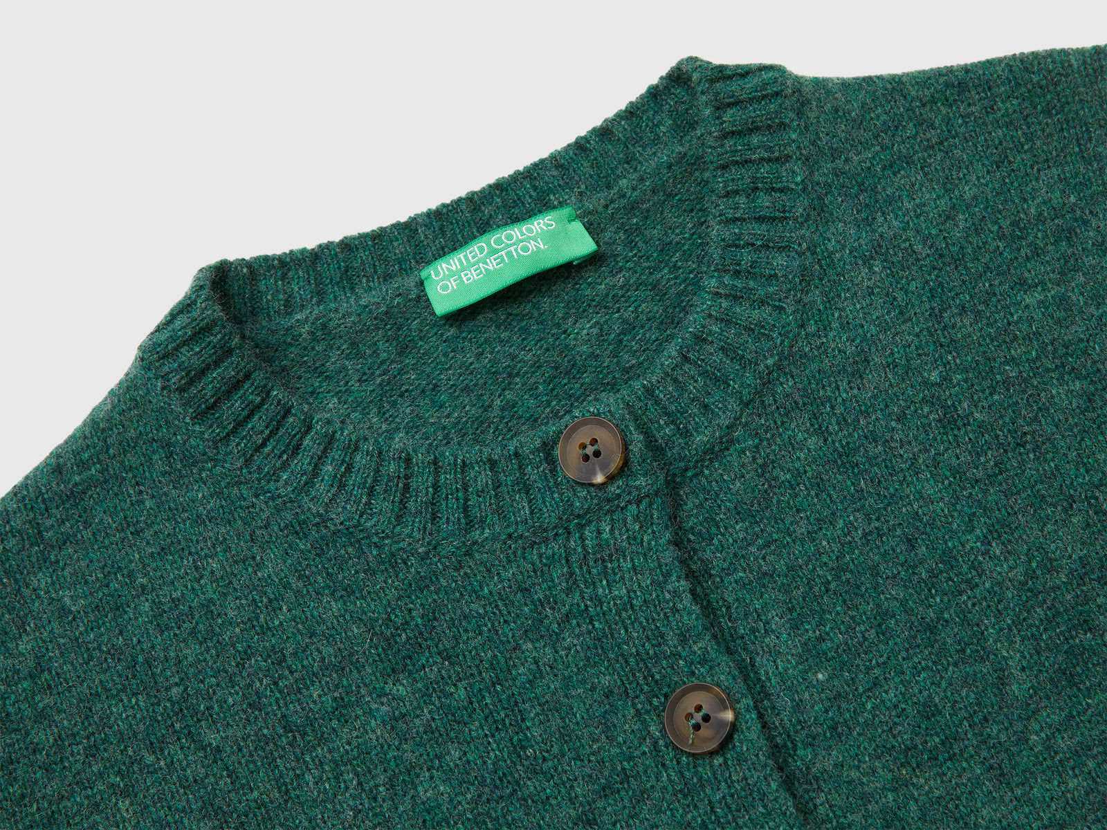 Cardigan in pura lana Shetland da donna verde scuro 3 | Benetton Outlet