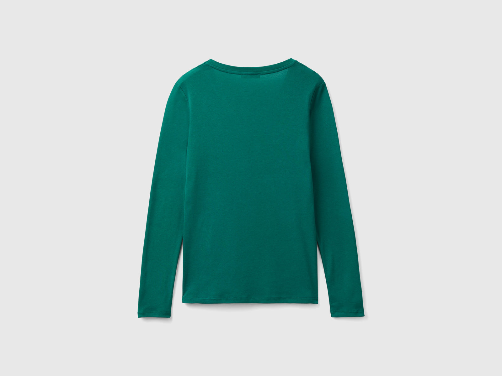 T-shirt a manica lunga con scollo a V da donna verde scuro 2 | Benetton Outlet