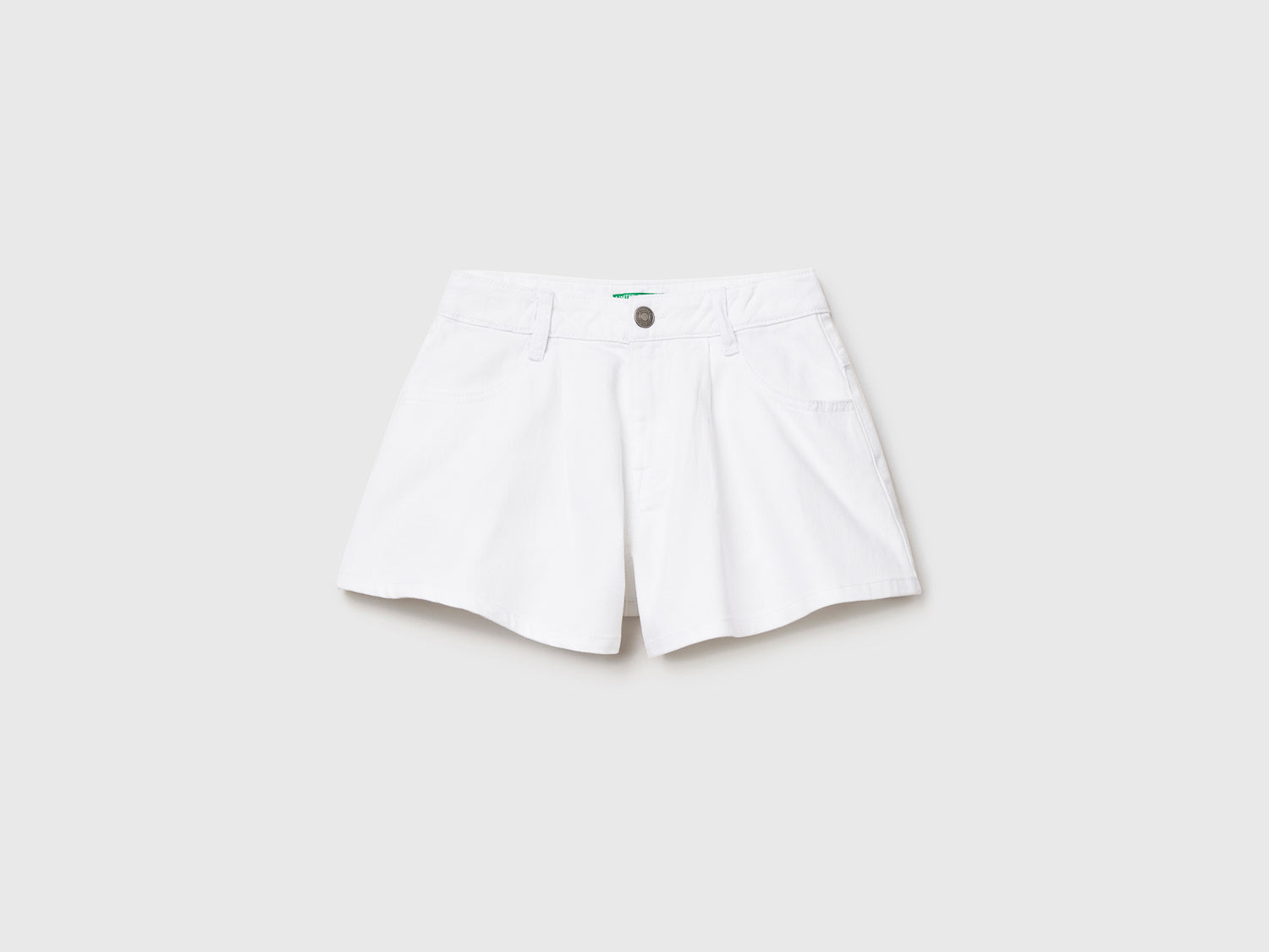 Pantaloncini corti in cotone elasticizzato da bambina bianco | Benetton Outlet