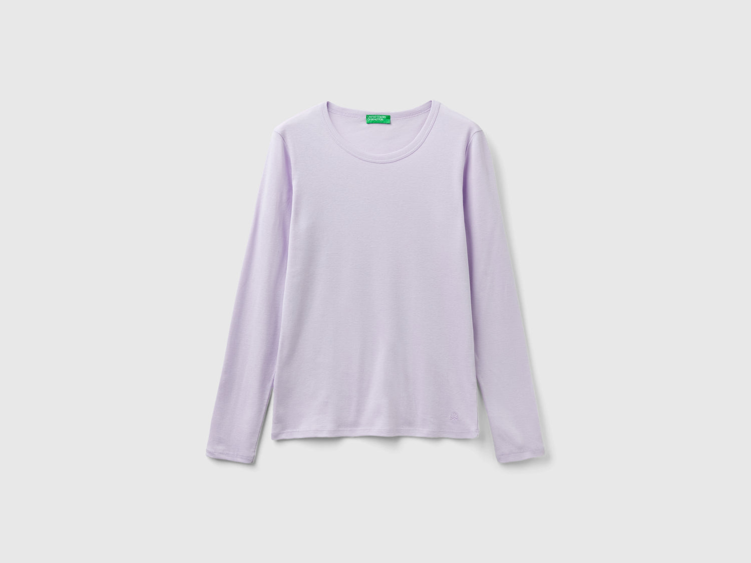 T-shirt a manica lunga in puro cotone da donna lilla | Benetton Outlet