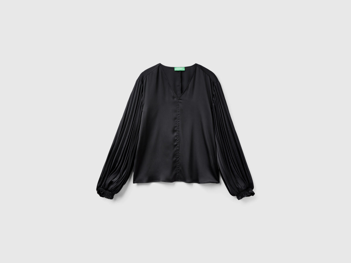 Blusa con manica lunga plissettata