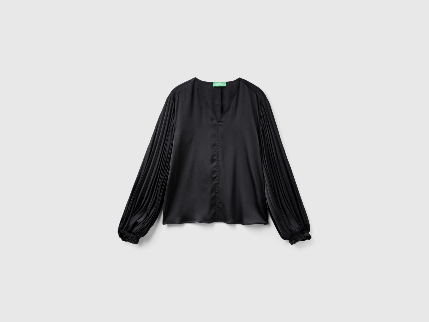 Blusa con manica lunga plissettata da donna nero | Benetton Outlet