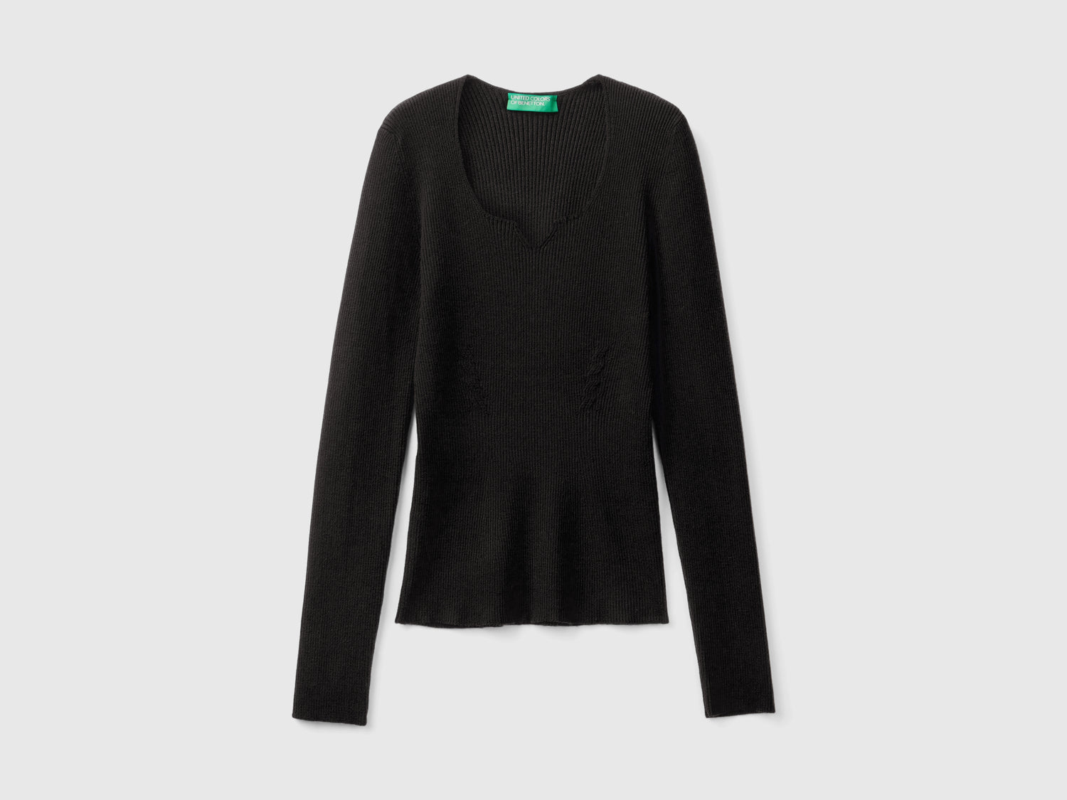 Maglia con scollo a cuore da donna nero | Benetton Outlet