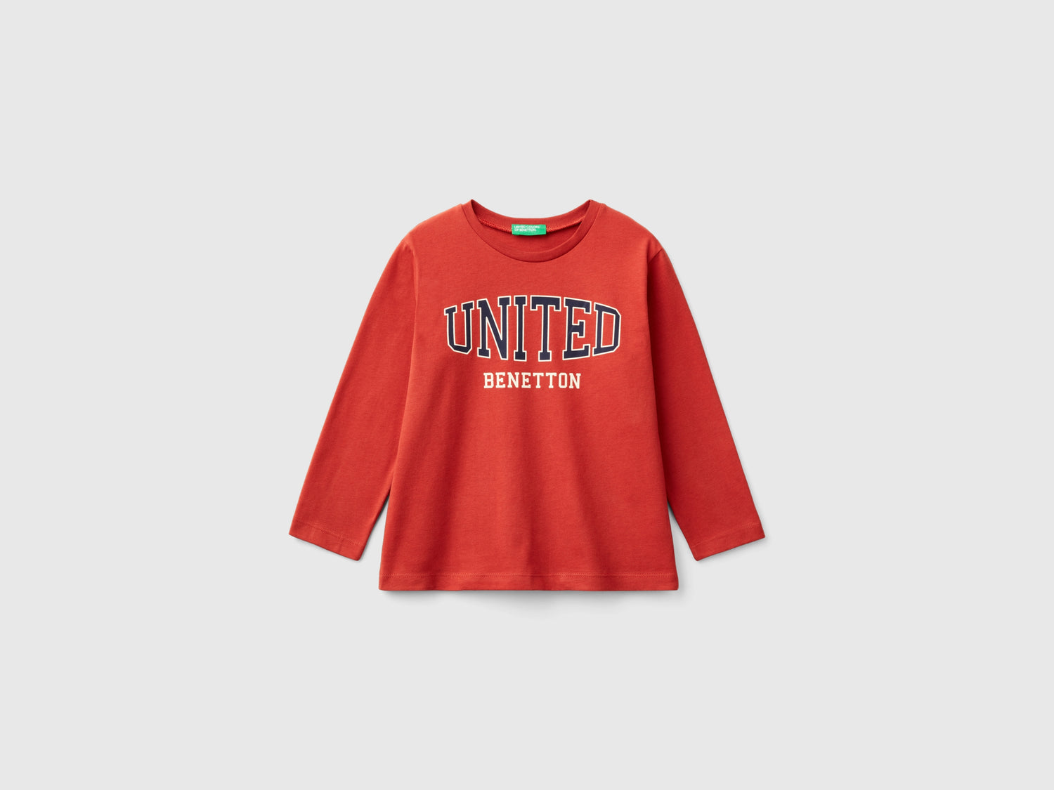 Maglietta girocollo in caldo cotone bio da bimbo rosso mattone | Benetton Outlet