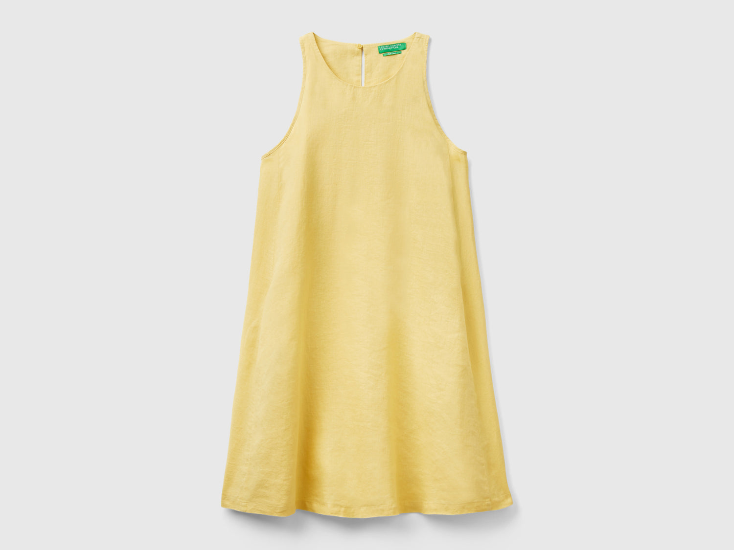 Vestito smanicato in puro lino da donna giallo | Benetton Outlet