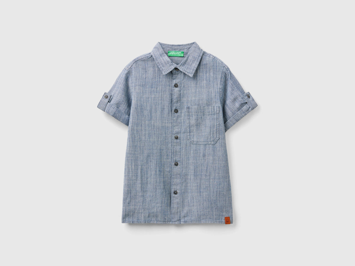 Camicia a righe in chambray