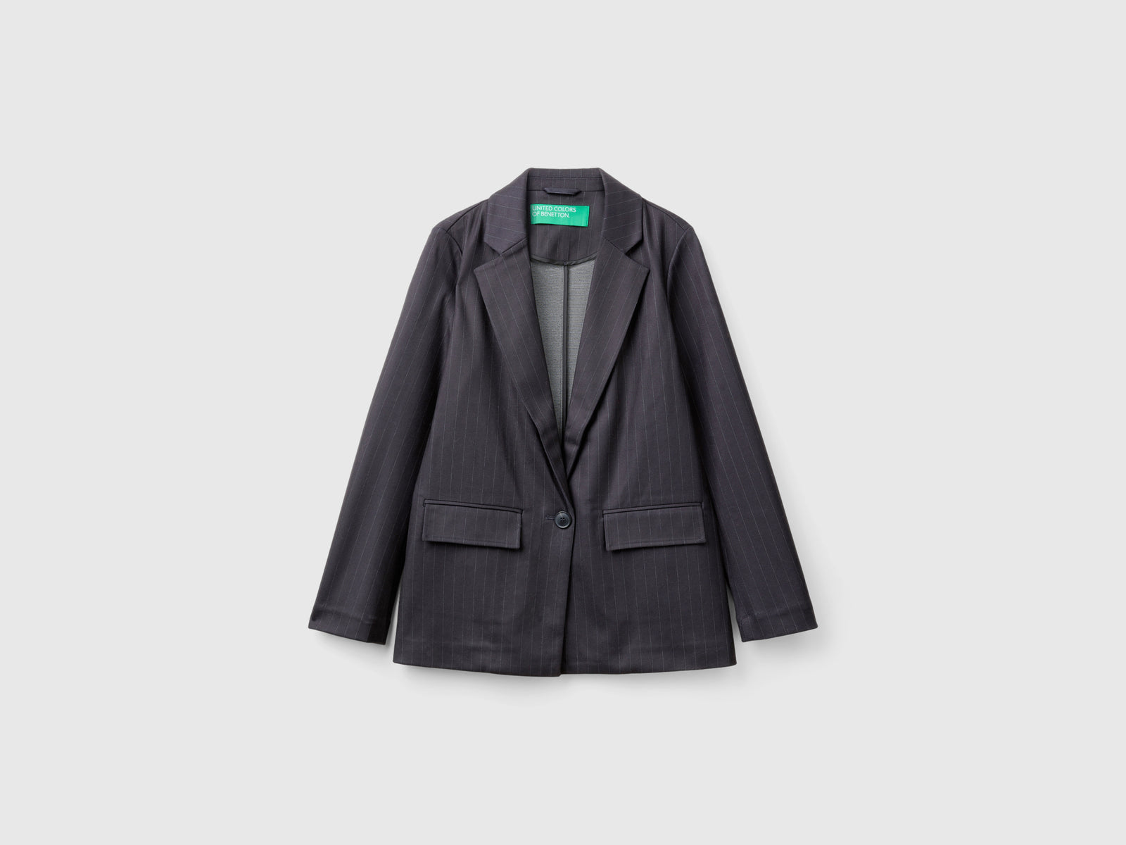 Blazer gessato sfoderato da donna nero | Benetton Outlet