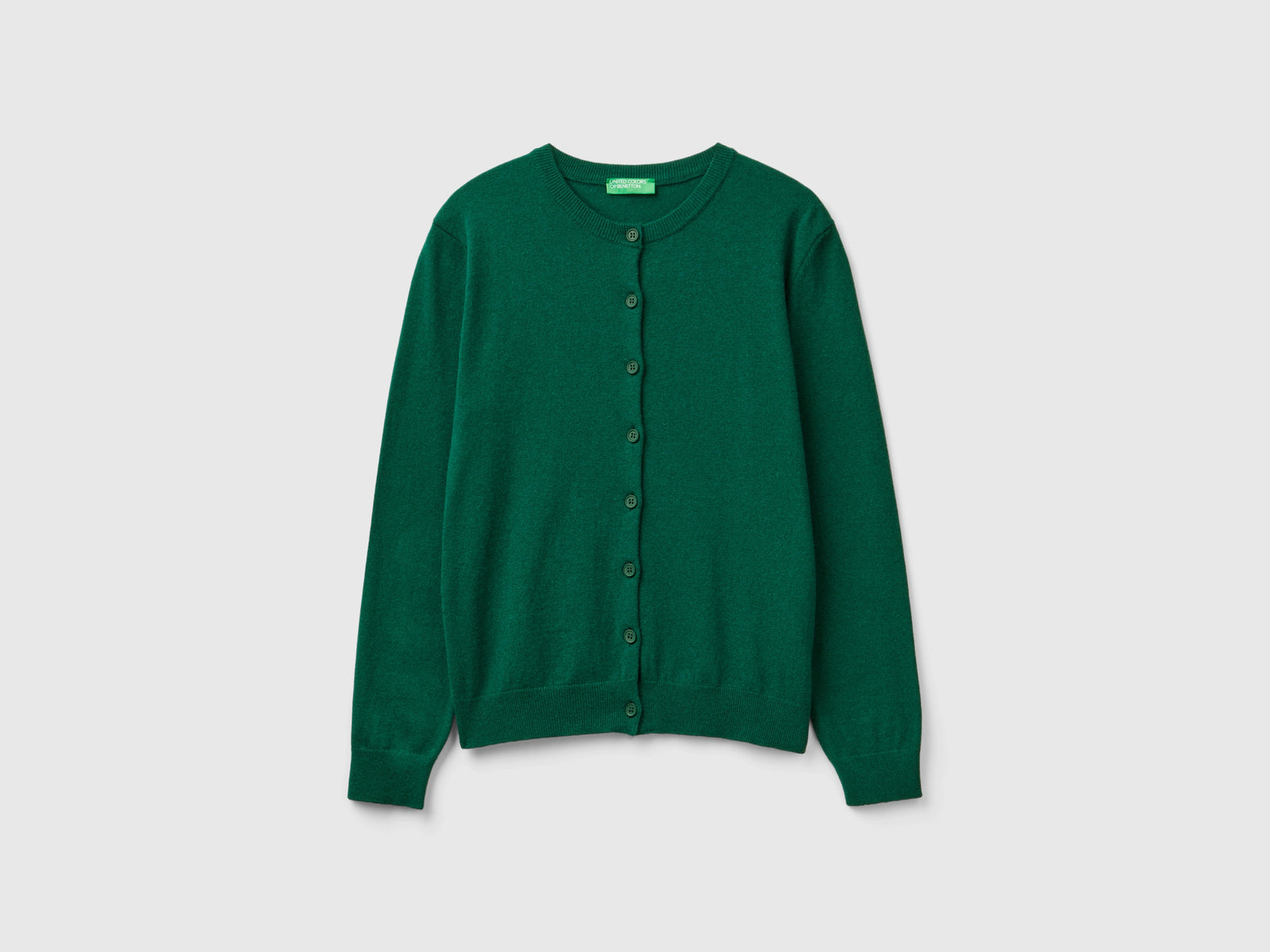 Cardigan verde bosco in misto lana e cashmere da donna verde scuro | Benetton Outlet