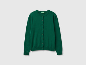 Cardigan verde bosco in misto lana e cashmere