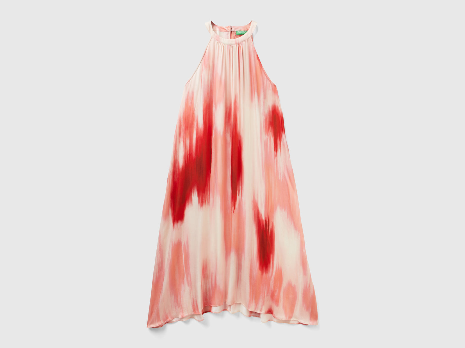 Abito midi in pura viscosa con stampa fantasia da donna rosa | Benetton Outlet