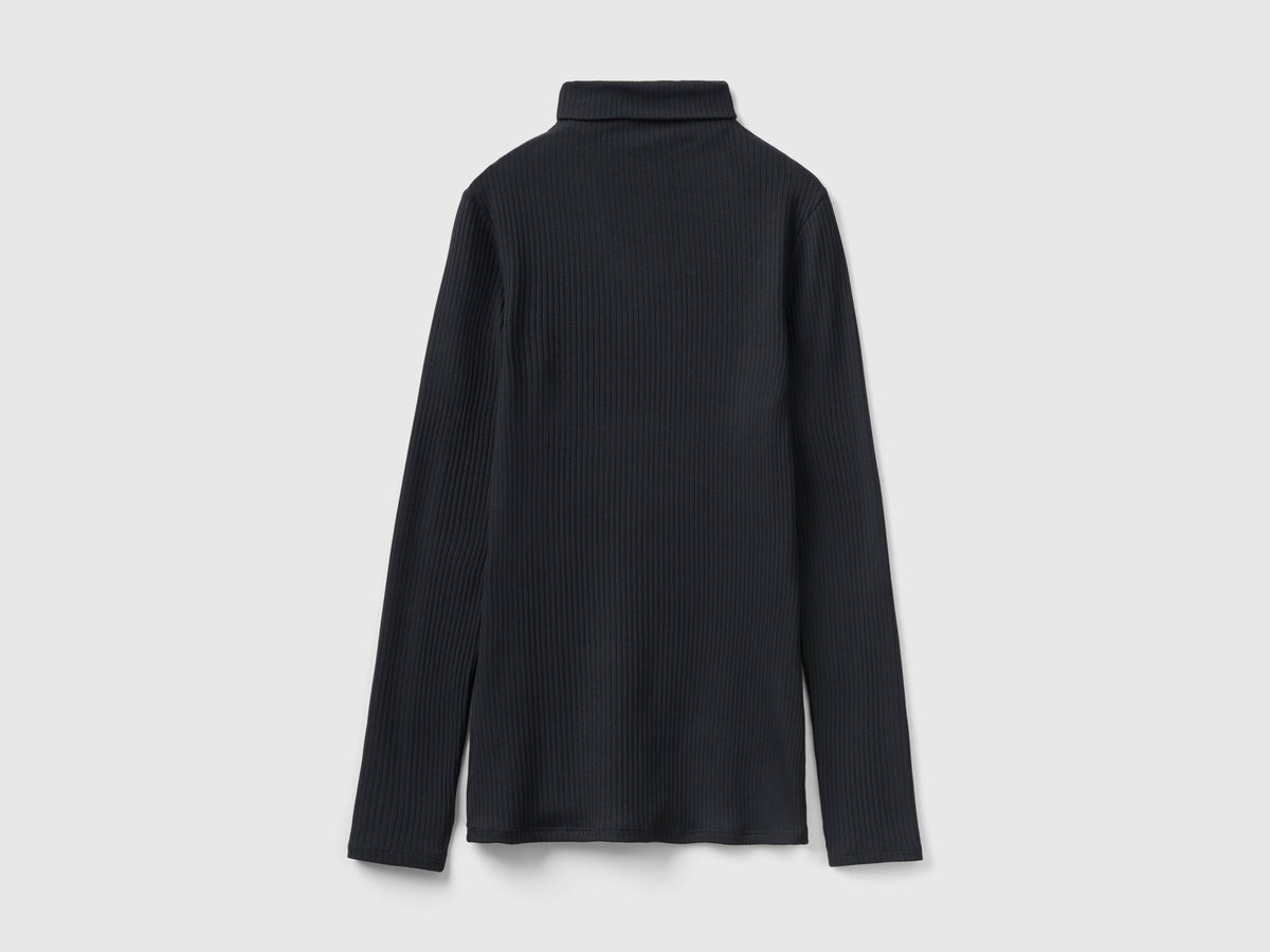 T-shirt lupetto a costine