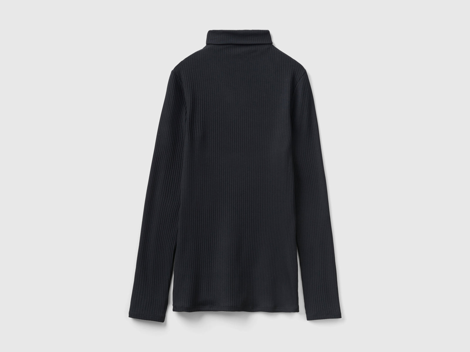 T-shirt lupetto a costine da donna nero 2 | Benetton Outlet