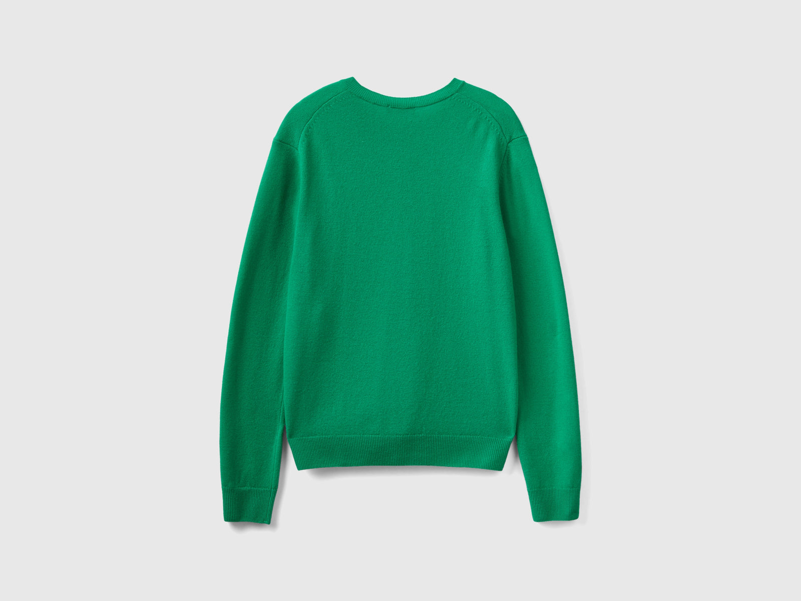 Cardigan girocollo in pura lana Merino da donna verde 3 | Benetton Outlet