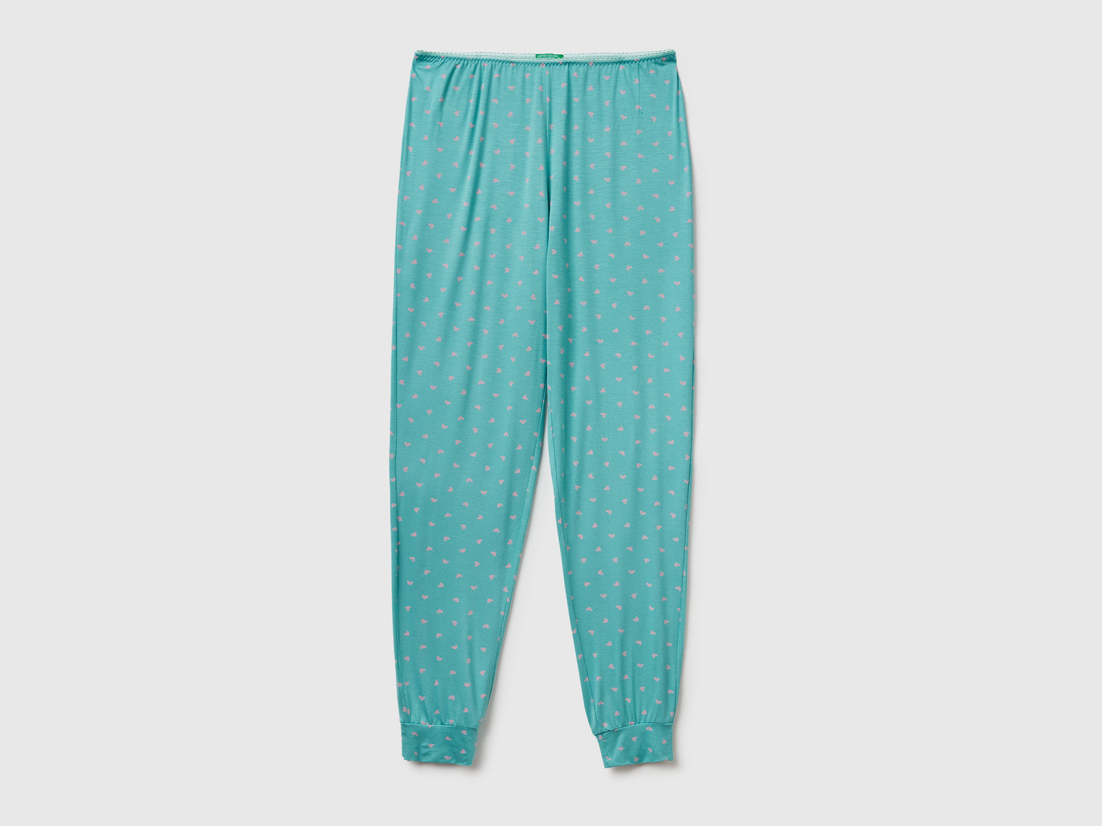 Pantaloni azzurri con stampa cuori da donna verde chiaro | Benetton Outlet