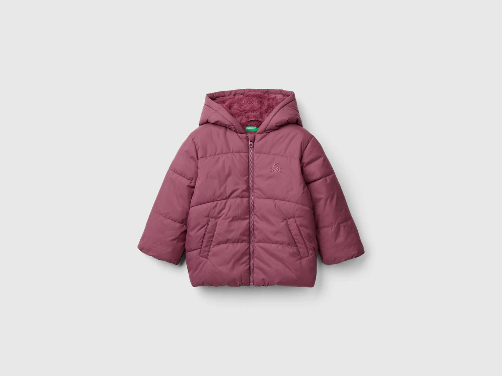 Padded jacket with hood da bimba malva scuro | Benetton Outlet